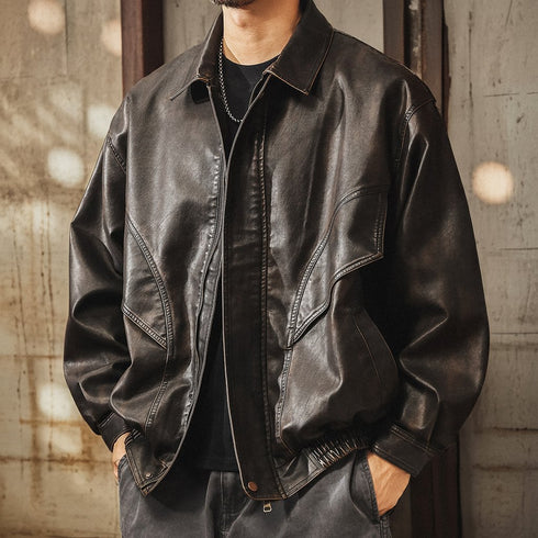 Vintage Leather-Like Blouson P1842